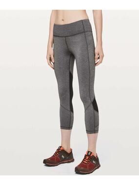 LULULEMON Pace Rival Crop Leggings Heather Gray Black 8